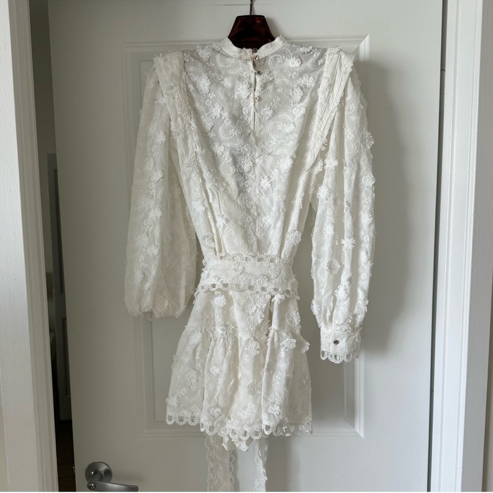 Farm Rio Off-White 3d Flower Pleated Mini Dress - Picture 11 of 13